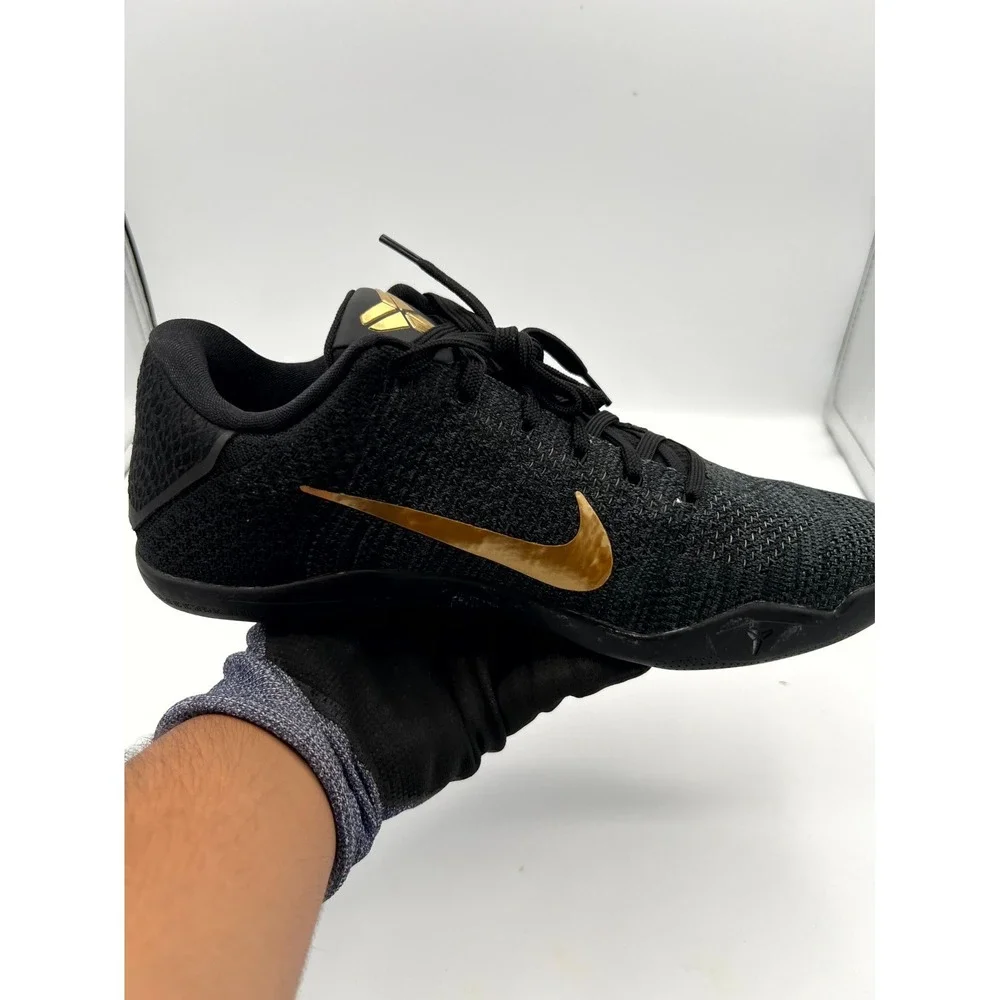 Nike Kobe 11 Elite Low 885003-994 Mens 9.5‎ Sneakers Cozy Gold Black Mamba Shoes